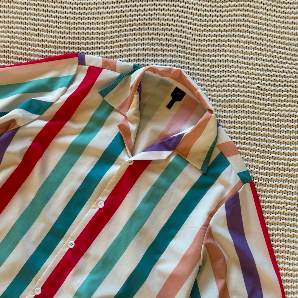 Striped Short Sleeve Blouse